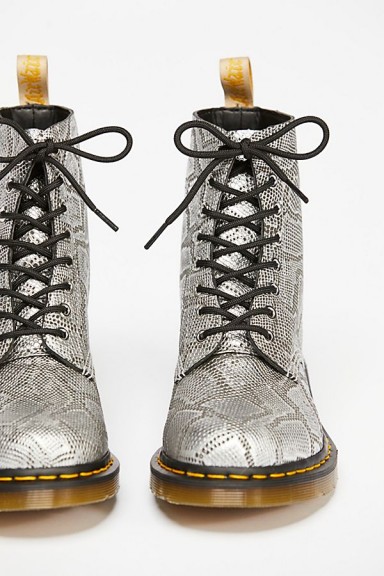 Dr. Martens Pascal Silver Lace Up Boot Silver Metallic. LUXE DMs