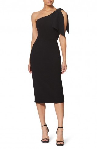 DRESS THE POPULATION Tiffany One-Shoulder Midi Dress in Black | chic LBD | cocktail time - flipped