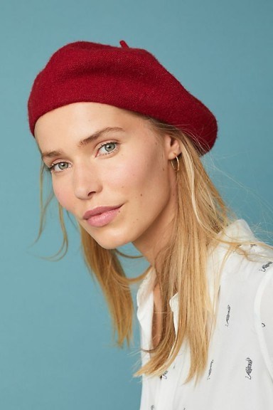 Anthropologie Fall Forward Beret Bright Red ~ autumn accessory ~ French chic - flipped