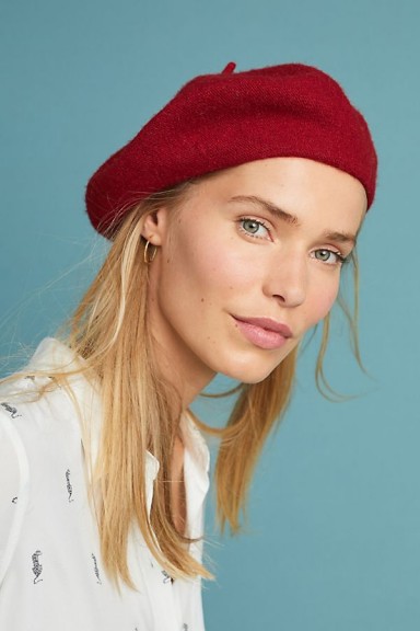 Anthropologie Fall Forward Beret Bright Red ~ autumn accessory ~ French chic