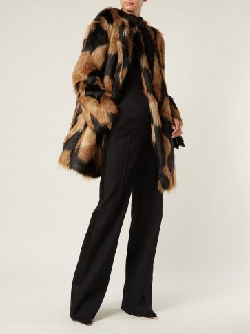 GIVENCHY Black and Brown Faux-fur coat / luxe coats - flipped
