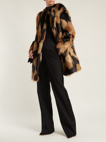 GIVENCHY Black and Brown Faux-fur coat / luxe coats