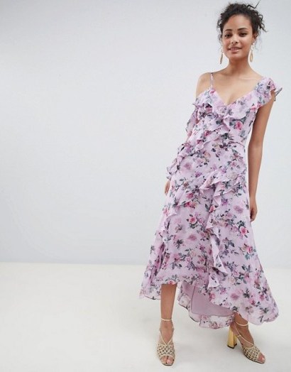 Forever New Midaxi Dress with Ruffle Details in Pink Floral Print - flipped