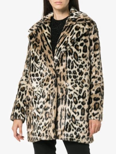 FRAME DENIM Cheetah print faux fur coat / casual glamour