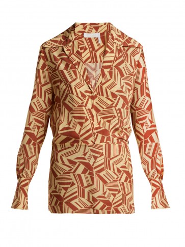 CHLOÉ Geometric-print silk crepe de Chine blouse – retro prints