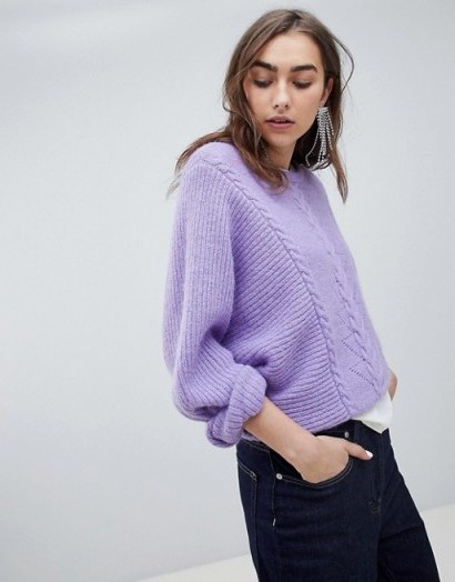 Gestuz adel pullover fluffy jumper purple – soft feel knitwear - flipped
