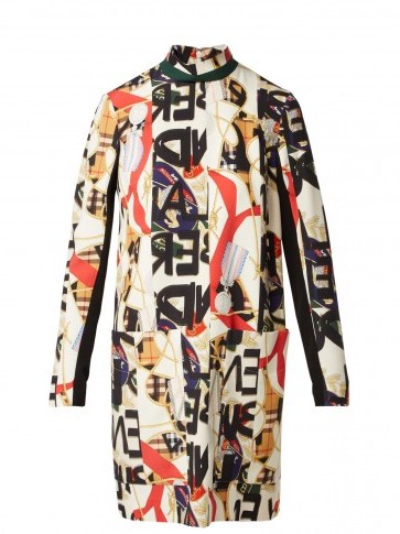 BURBERRY Graffiti and scarf-print silk-blend panelled dress ~ 80s style prints - flipped