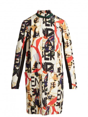 BURBERRY Graffiti and scarf-print silk-blend panelled dress ~ 80s style prints