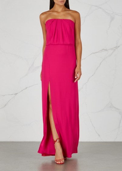 HALSTON HERITAGE Pink strapless georgette gown ~ draped back detail - flipped