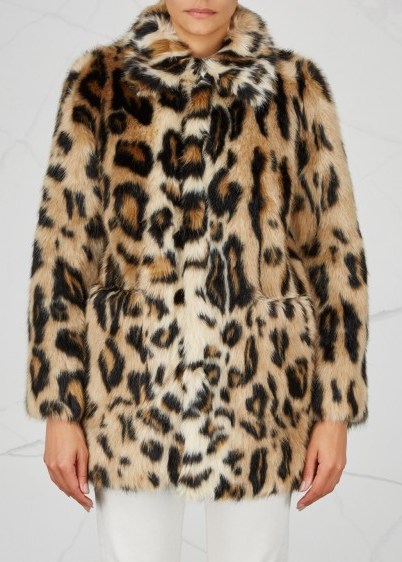 STAND Alexa leopard-print faux fur jacket. BROWN & BLACK ANIMAL PRINTS - flipped