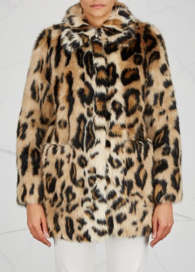STAND Alexa leopard-print faux fur jacket. BROWN & BLACK ANIMAL PRINTS