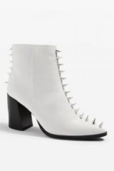 TOPSHOP Hex Studded Boots in White / stud embellished leather ankle boot