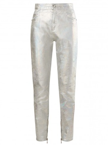 BALMAIN Silver High-rise straight-leg jeans ~ metallic denim - flipped