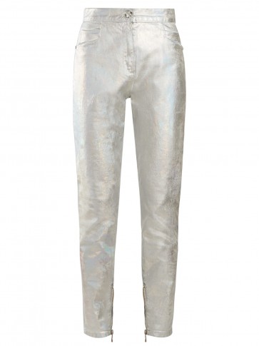 BALMAIN Silver High-rise straight-leg jeans ~ metallic denim