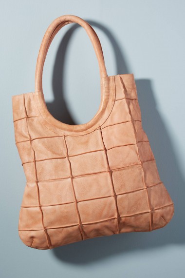 ANTHROPOLOGIE Illona Seamed Shoulder Bag in Rose – pale pink leather