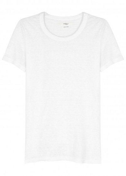 ISABEL MARANT ÉTOILE Kiliann white linen T-shirt / plain round neck tee - flipped