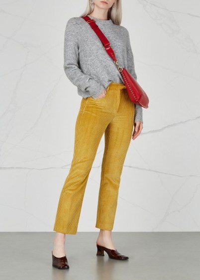 ISABEL MARANT Yellow cropped corduroy trousers – cord pants - flipped