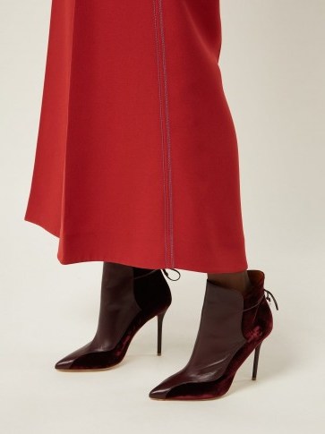 MALONE SOULIERS Jordan burgundy velvet and leather ankle boots - flipped