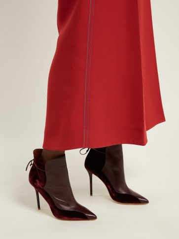 MALONE SOULIERS Jordan burgundy velvet and leather ankle boots