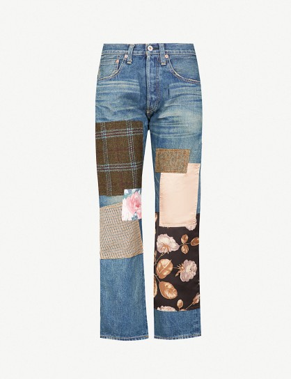 JUNYA WATANABE Contrasting patchwork straight high-rise jeans indigo mix – mixed print patches