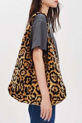Topshop Kenya Leopard Print Tote Bag | large animal printed shoulder bag | autumn tones