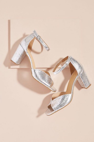 Kiana Metallic-Leather Heels in Silver at Anthropologie - flipped