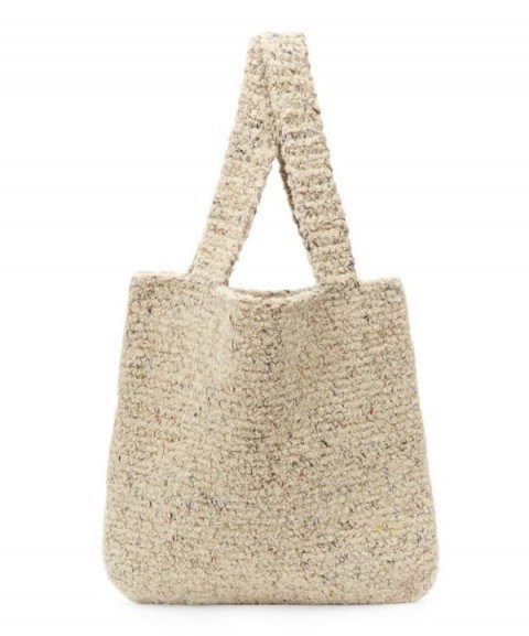 KARAKORAM Knitted Flecked Wool-Blend Tote Bag | neutral tone bags - flipped