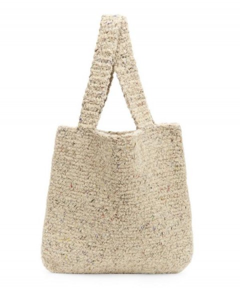 KARAKORAM Knitted Flecked Wool-Blend Tote Bag | neutral tone bags