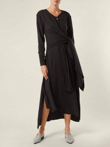 LEMAIRE Charcoal-Grey Knotted wool-blend midi dress | contemporary knitwear - flipped