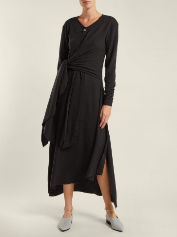 LEMAIRE Charcoal-Grey Knotted wool-blend midi dress | contemporary knitwear