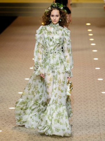DOLCE & GABBANA Leaf-print chiffon gown ~ beautiful Italian clothing - flipped