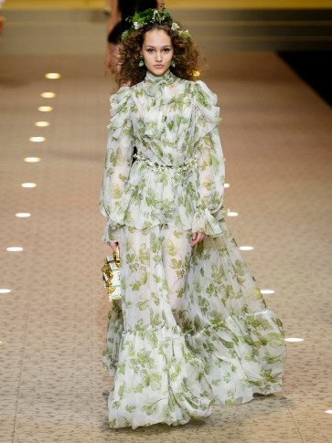 DOLCE & GABBANA Leaf-print chiffon gown ~ beautiful Italian clothing