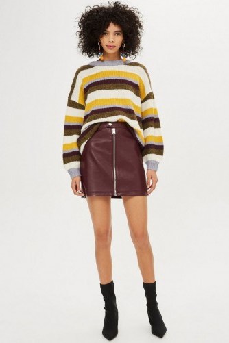 Topshop Leather Look Burgundy Mini Skirt | autunm colours - flipped