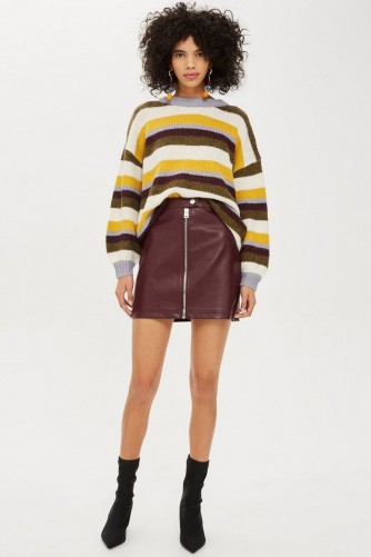 Topshop Leather Look Burgundy Mini Skirt | autunm colours