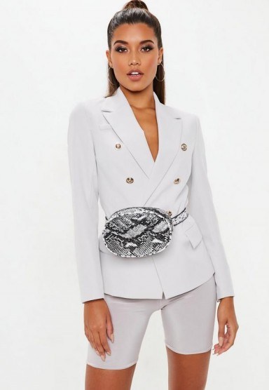 MISSGUIDED light grey military blazer ~ gold button jackets - flipped
