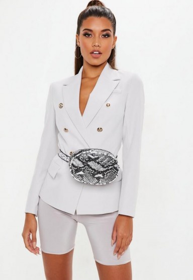 MISSGUIDED light grey military blazer ~ gold button jackets