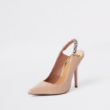 River Island Light pink wide fit sling back court shoes | jewelled slingback courts
