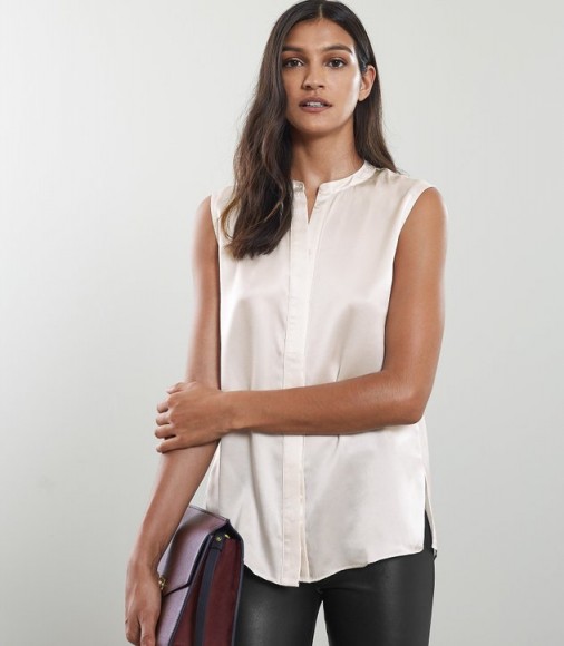 REISS LILA SILK SLEEVELESS BLOUSE OFF WHITE ~ effortless style clothing ~ casual luxe