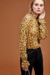 Maison Scotch Leopard-Print Shirt in Yellow Motif | animal prints