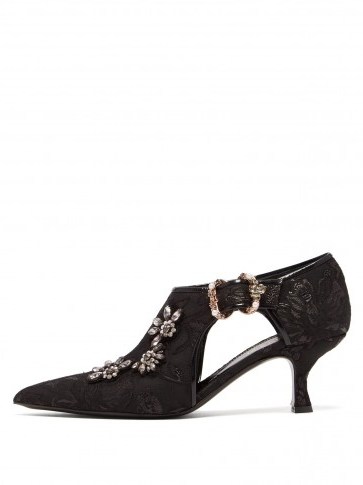 ERDEM Marguerite jacquard faux-pearl and crystal pumps ~ embellished vintage style shoes - flipped