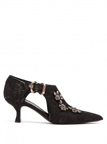 ERDEM Marguerite jacquard faux-pearl and crystal pumps ~ embellished vintage style shoes