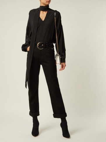 BALMAIN Black Belted Mid-rise straight-leg jeans ~ casual chic - flipped