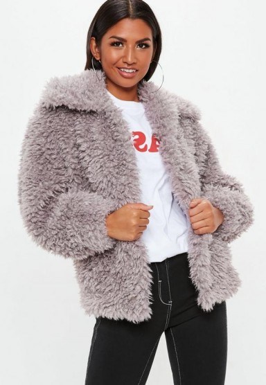MISSGUIDED mink boxy shaggy borg jacket – fluffy autumn coats - flipped