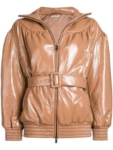 MIU MIU brown patent puffer jacket / high shine / autumn fashion - flipped