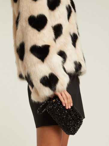 SHRIMPS Molly black faux pearl-embellished clutch bag / small beaded bags