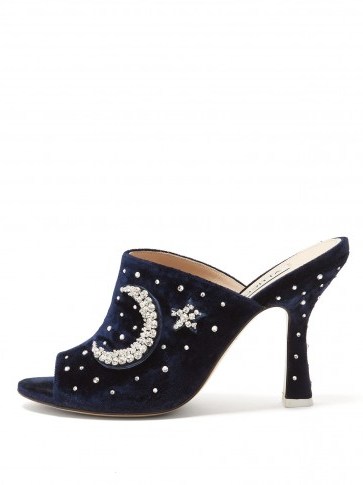ATTICO Moon and star-embellished moire mules | dream party heels | celestial inspiration - flipped