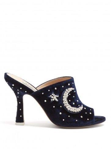 ATTICO Moon and star-embellished moire mules | dream party heels | celestial inspiration