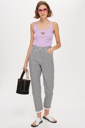MOTO Gingham Mom Jeans in Monochrome | black and white checked denim - flipped