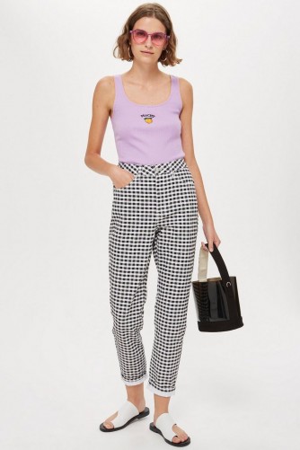 MOTO Gingham Mom Jeans in Monochrome | black and white checked denim