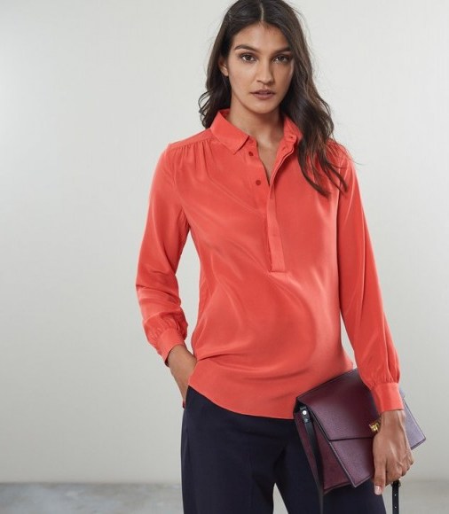 REISS NADINA SILK SHIRT RED ~ essential luxe clothing - flipped